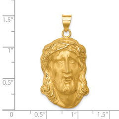 14k Hollow Polished/Satin Large Jesus Medal