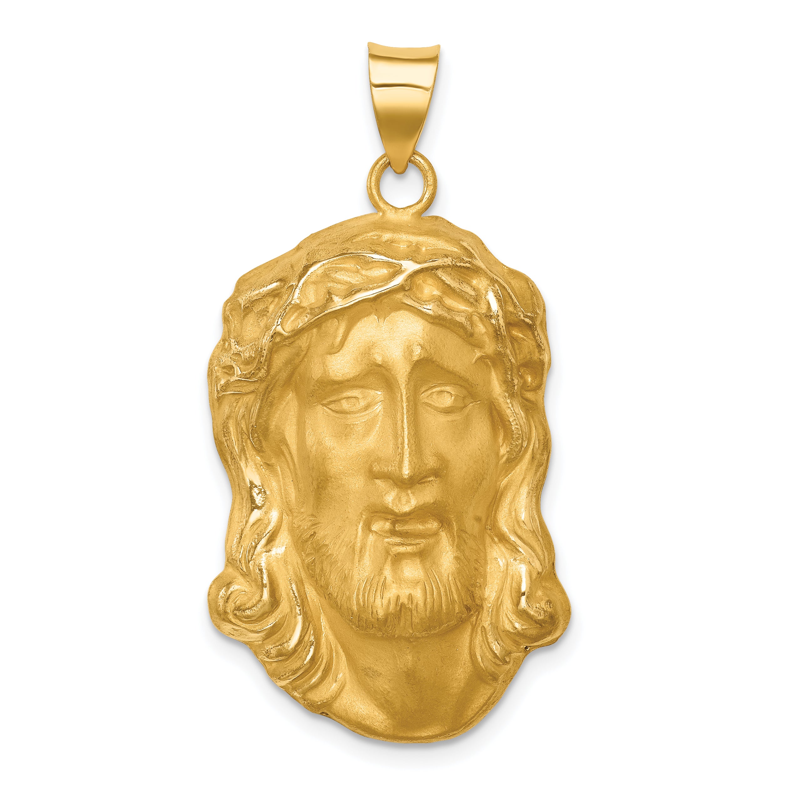 14k Hollow Polished/Satin Large Jesus Medal Main image