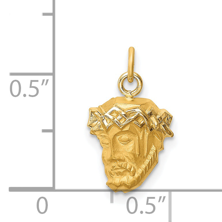 14k Hollow Polished/Satin Small Jesus Medal