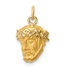 14k Hollow Polished/Satin Small Jesus Medal