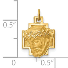 14k Hollow Polished/Satin Small Jesus Cross Medal