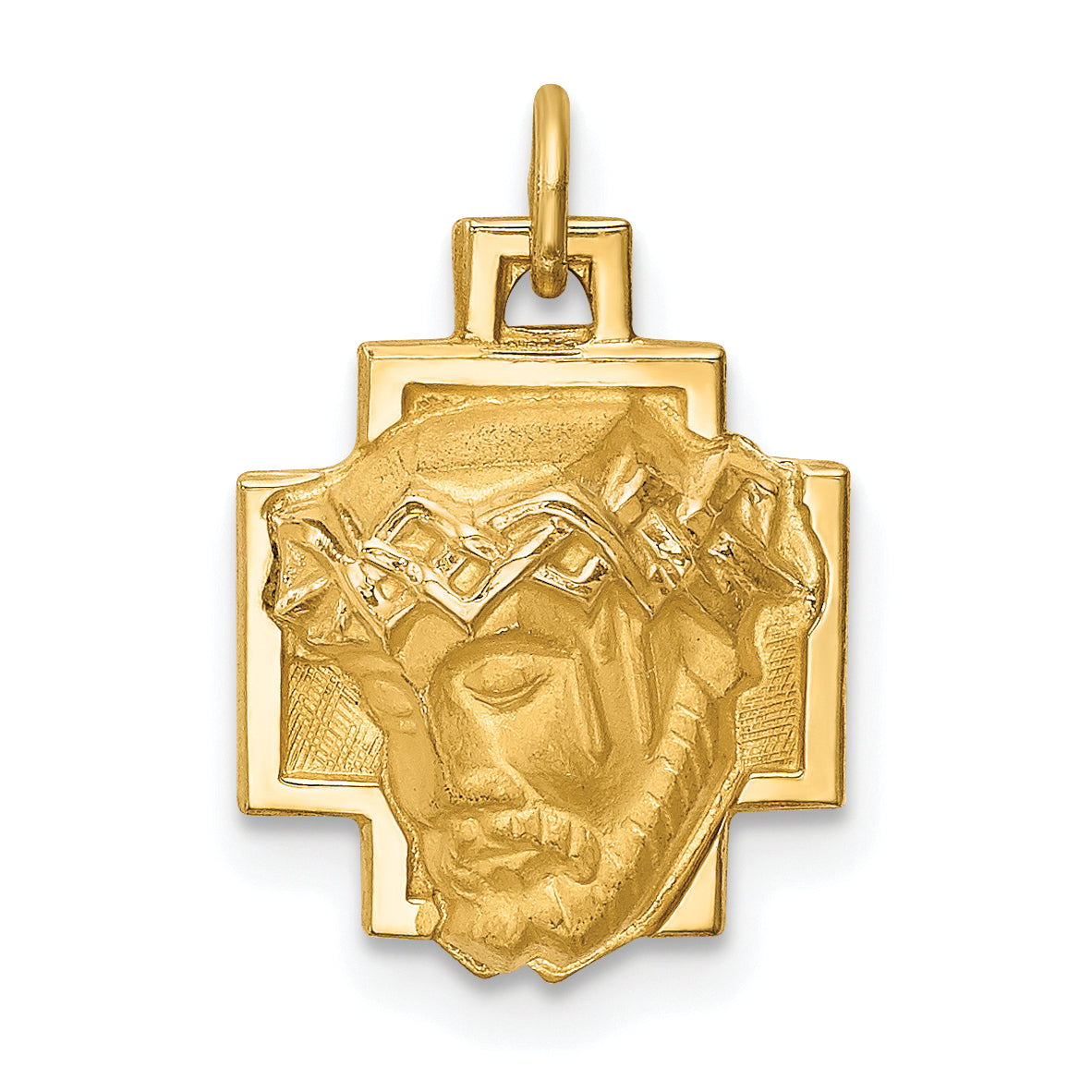 14k Hollow Polished/Satin Small Jesus Cross Medal