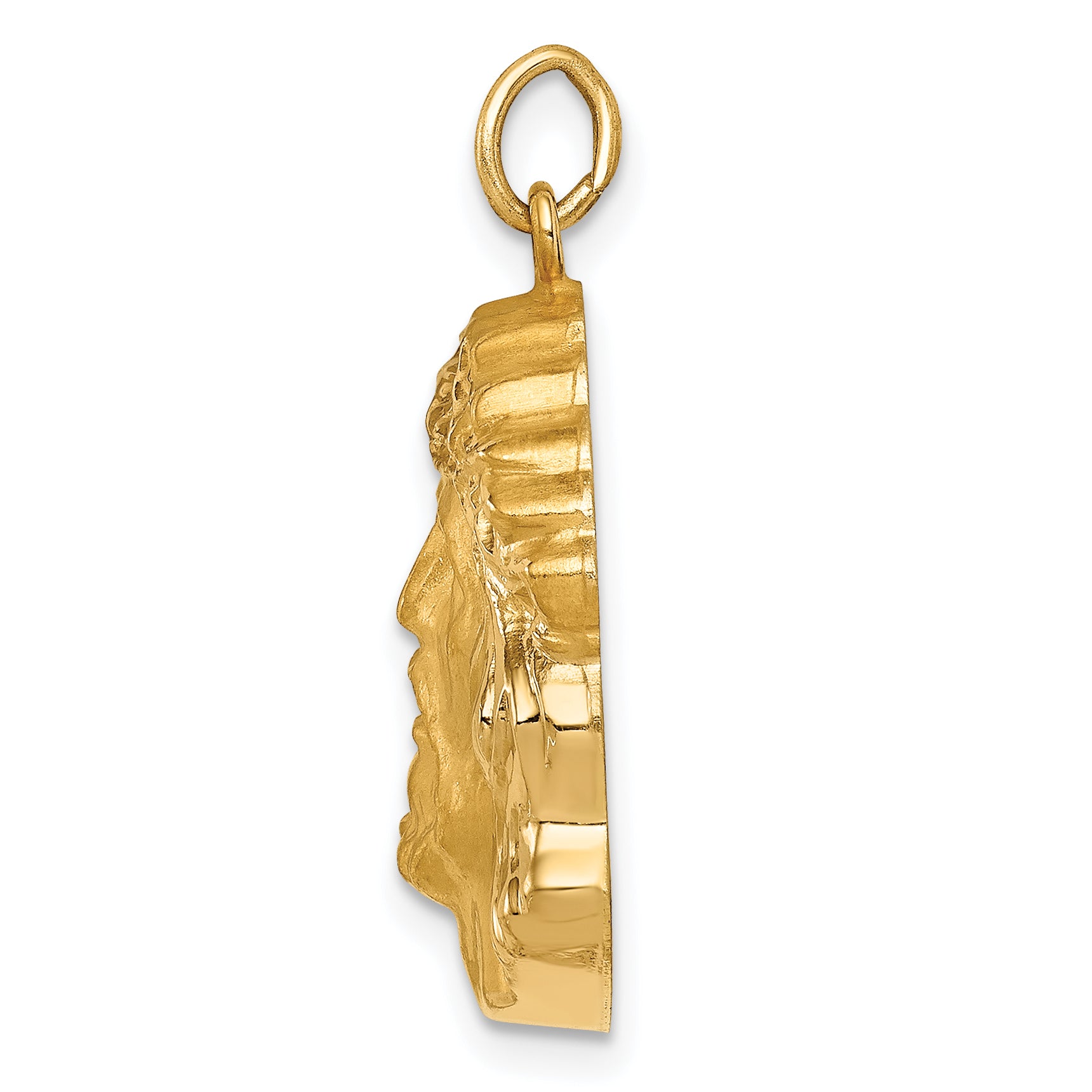14k Hollow Polished/Satin Medium Jesus Medal Secondary image