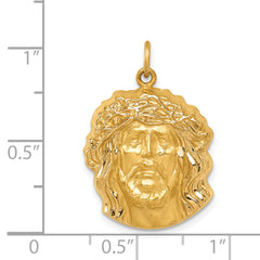 14k Hollow Polished/Satin Medium Jesus Medal