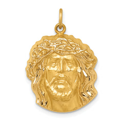 14k Hollow Polished/Satin Medium Jesus Medal