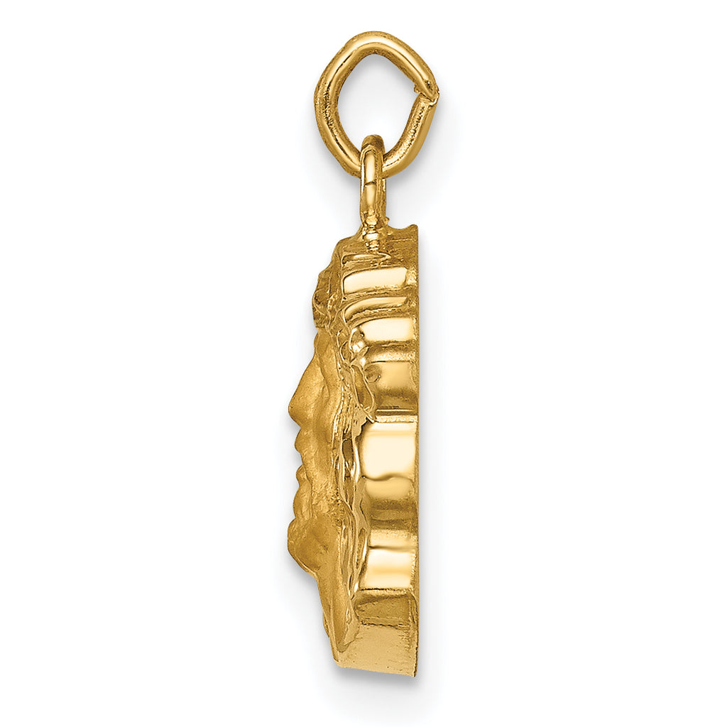 14k Hollow Polished/Satin Small Jesus Medal