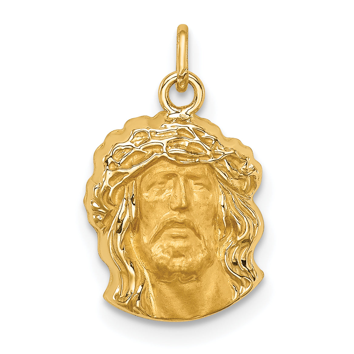 14k Hollow Polished/Satin Small Jesus Medal Main image
