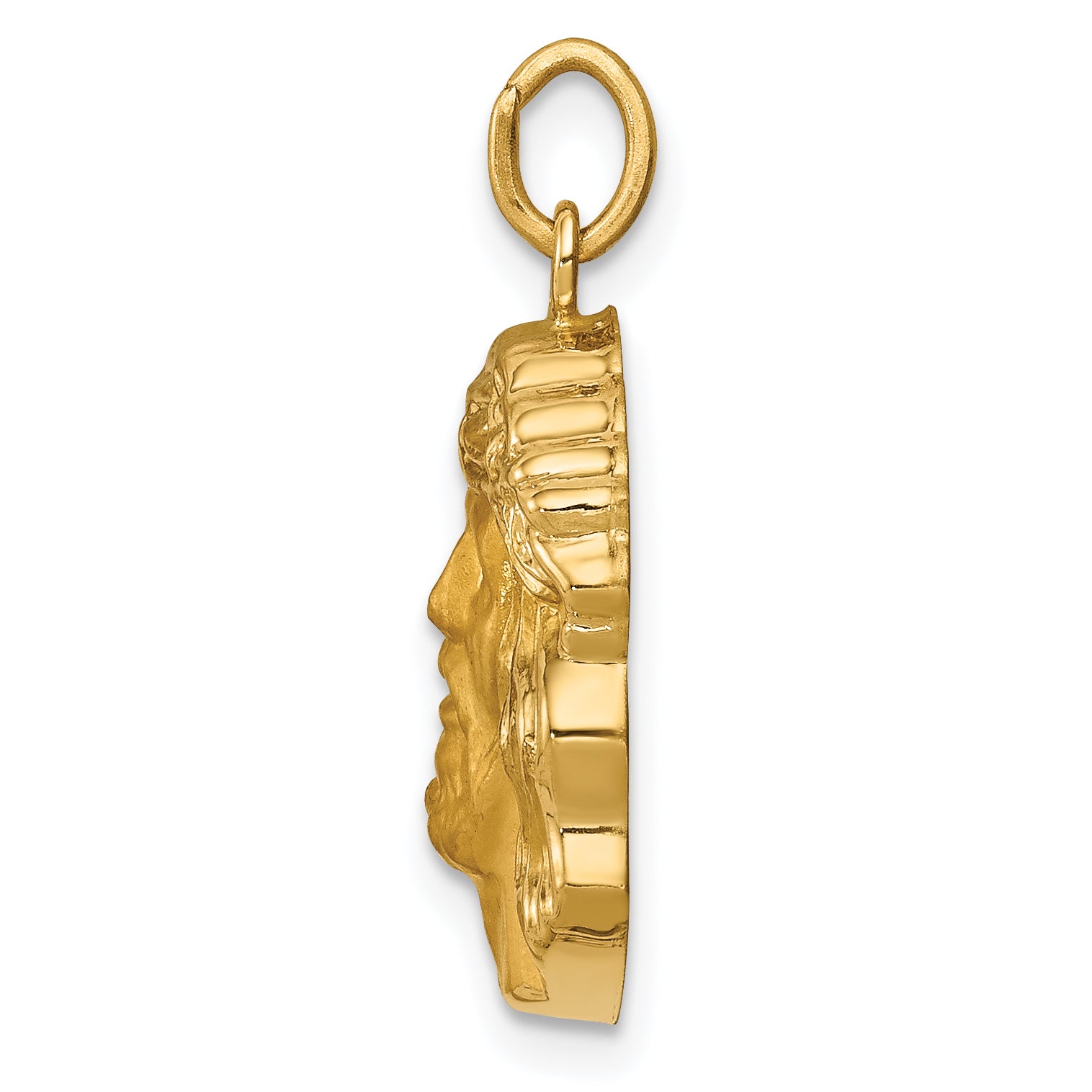 14k Hollow Polished/Satin Medium Jesus Medal Secondary image