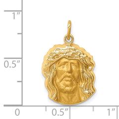 14k Hollow Polished/Satin Medium Jesus Medal