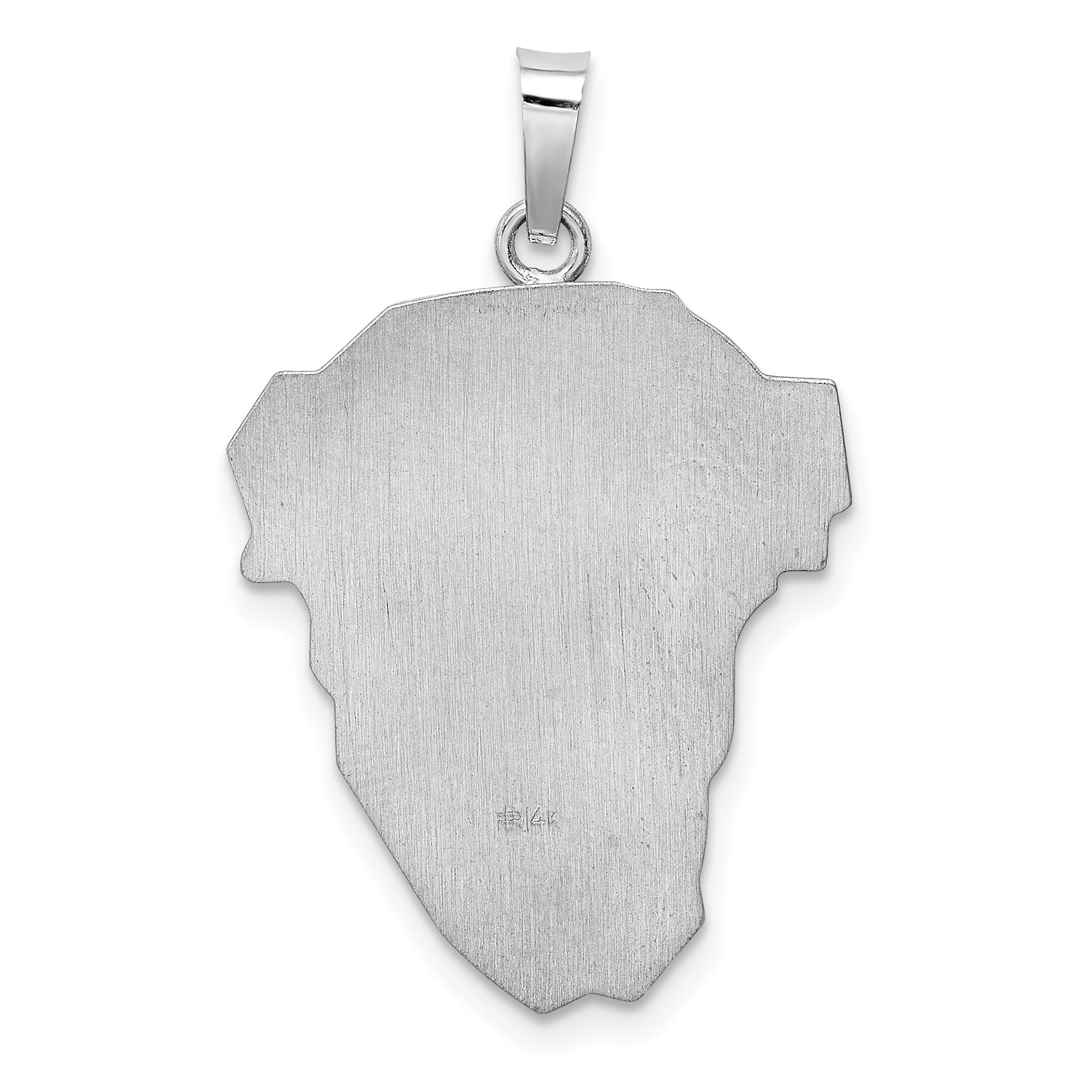 14k White Gold Hollow Polished/Satin Medium Jesus Medal