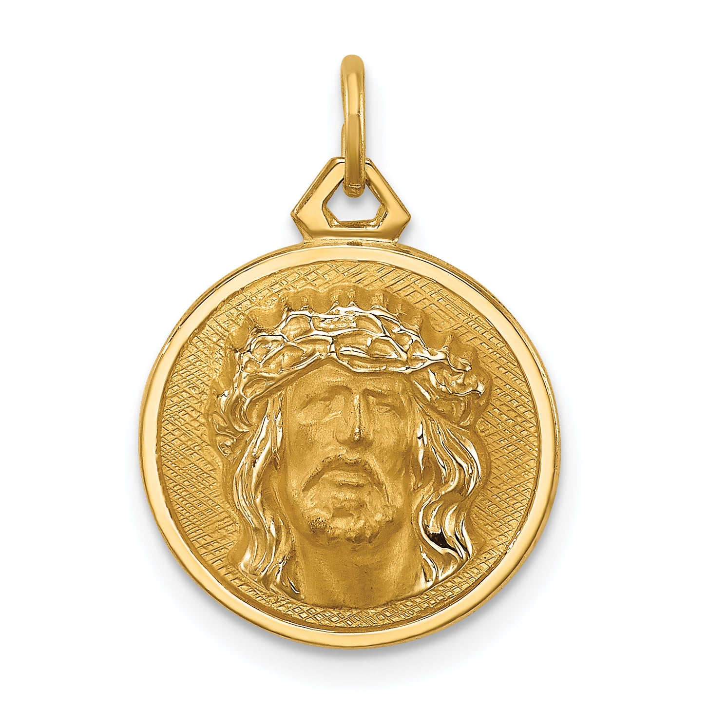 14k Polished/Satin Small Round Jesus Medal Main image