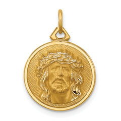 14k Polished/Satin Small Round Jesus Medal