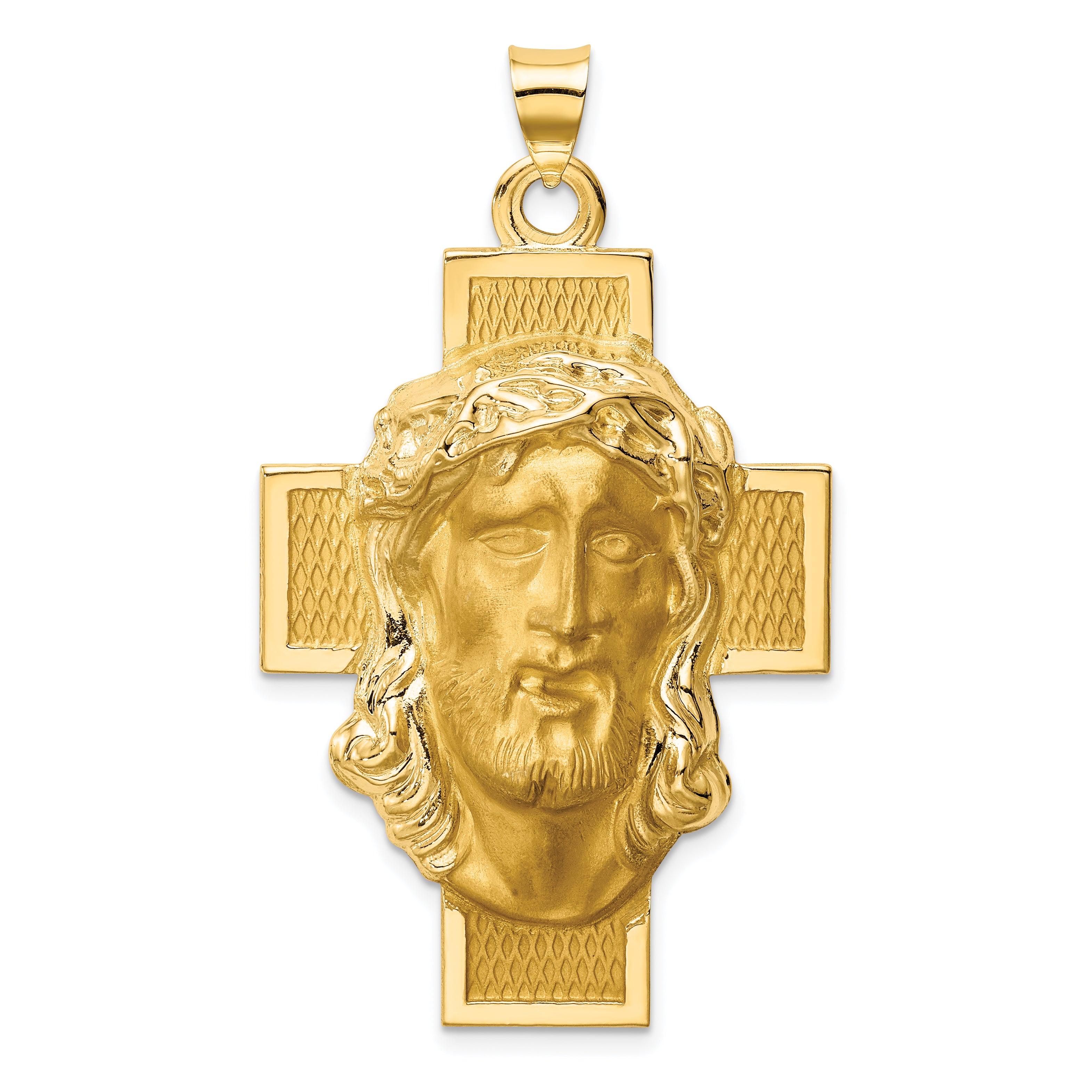 14k Hollow Polished/Satin Jesus Cross Medal Main image