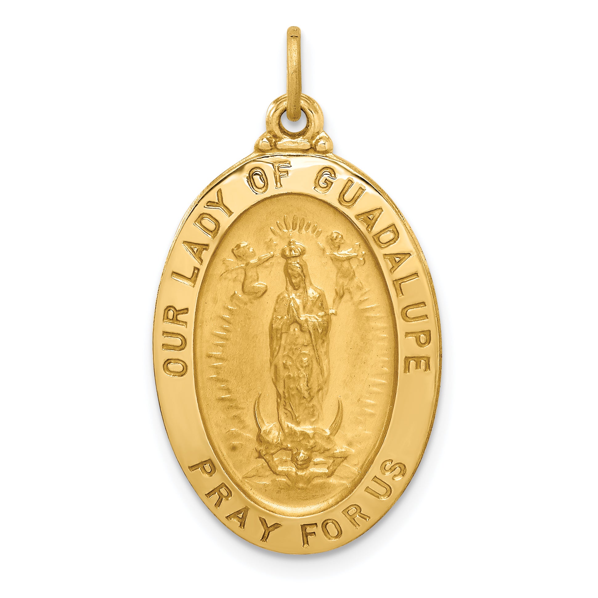 14k Solid Polished/Satin Oval Our Lady of Guadalupe Medal Main image