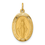 14k Solid Polished and Satin Oval Miraculous Medal