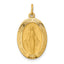 14k Solid Polished and Satin Oval Miraculous Medal