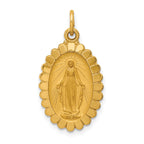 14k Solid Polished/Satin Medium Oval Scalloped Miraculous Medal