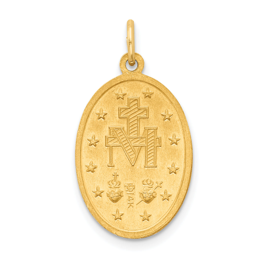 14k Solid Polished/Satin Oval Miraculous Medal