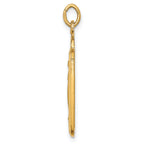 14k Solid Polished/Satin Rectangle w/Fan Top Miraculous Medal