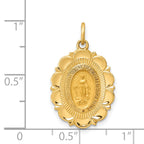 14k Solid Polished/Satin Small Fancy Oval Miraculous Medal