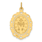 14K Solid Polished/Satin Fancy Pierced Oval Miraculous Medal