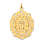 14k Solid Polished/Satin Fancy Pierced Oval Miraculous Medal