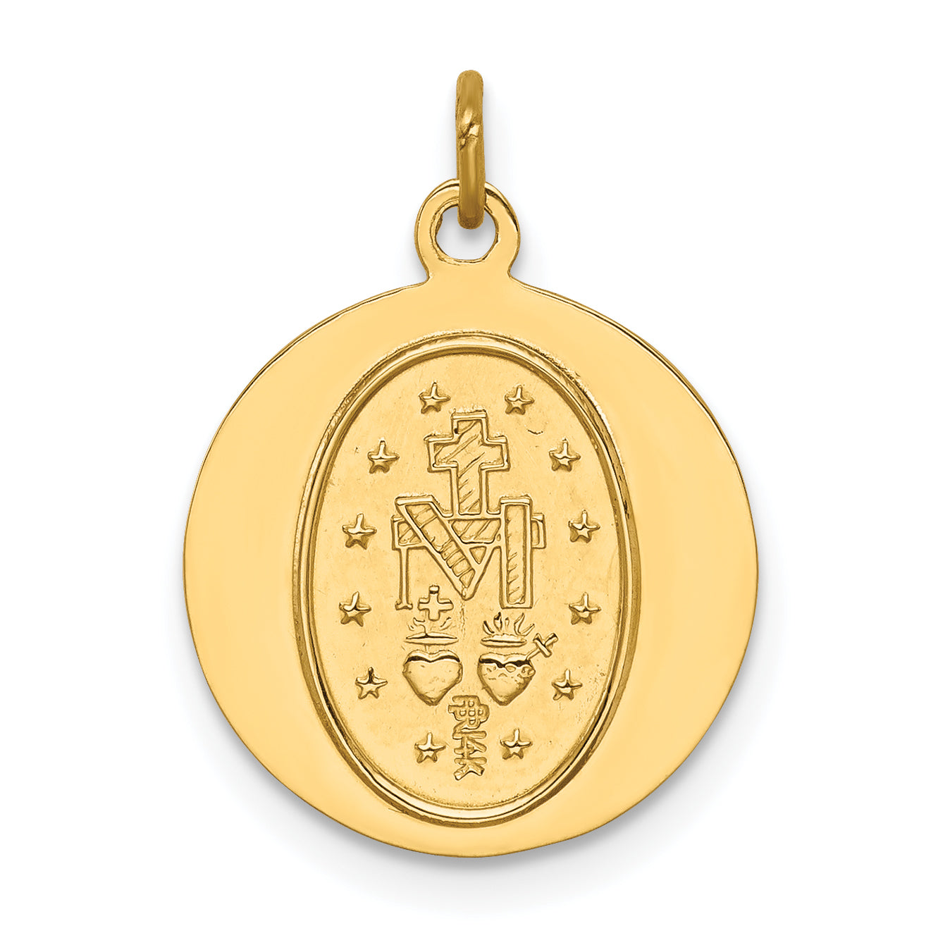 14k Solid Polished/Satin Round Miraculous Medal