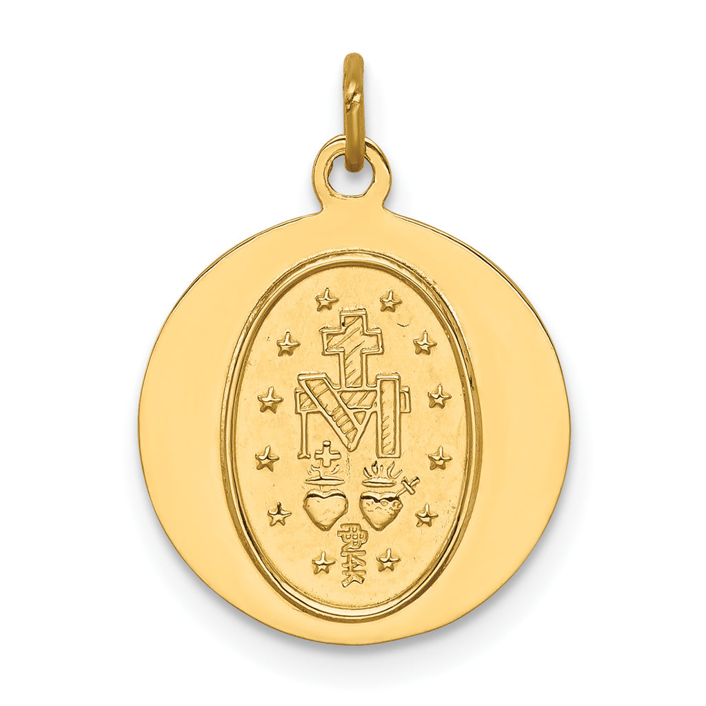14k Solid Polished/Satin Round Miraculous Medal