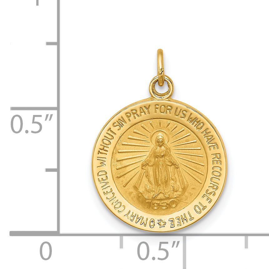 14k Solid Polished/Satin Round Miraculous Medal