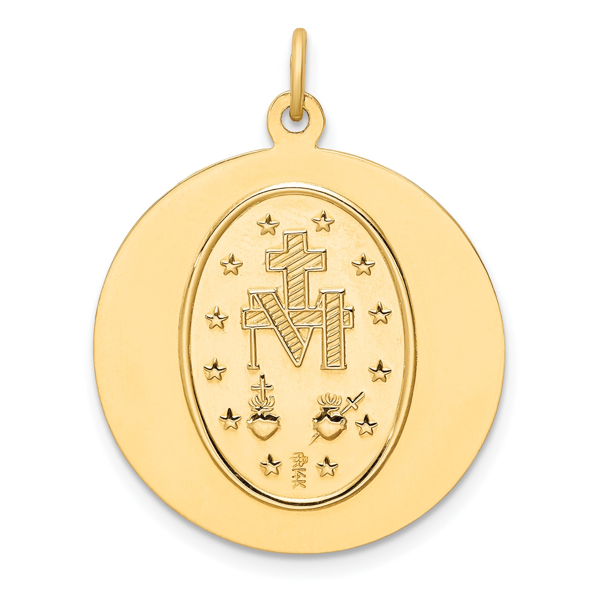 14k Solid Polished/Satin Round Miraculous Medal