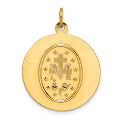 14k Solid Polished/Satin Medium Round Miraculous Medal