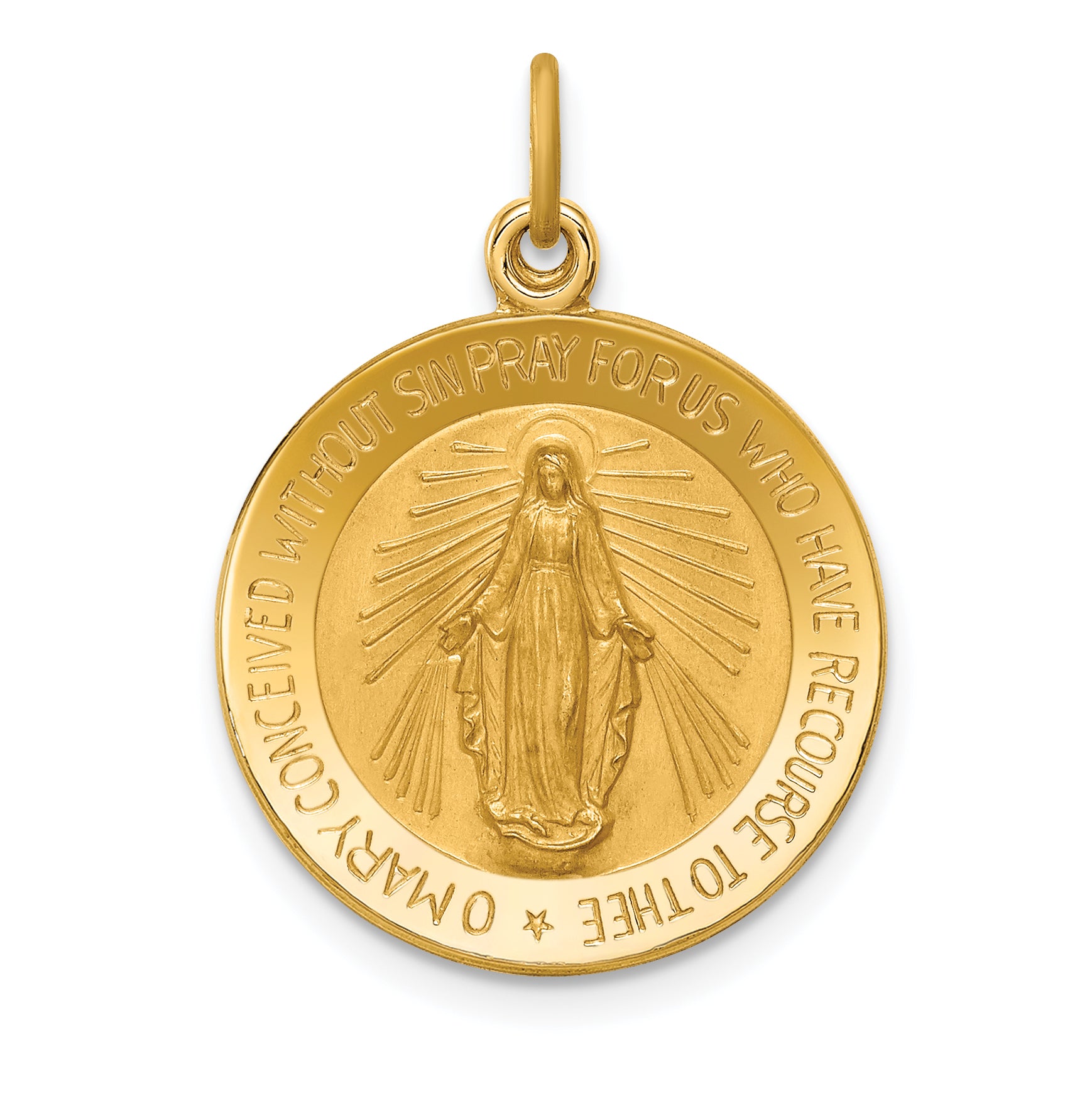 14k Solid Polished/Satin Small Round Miraculous Medal Main image