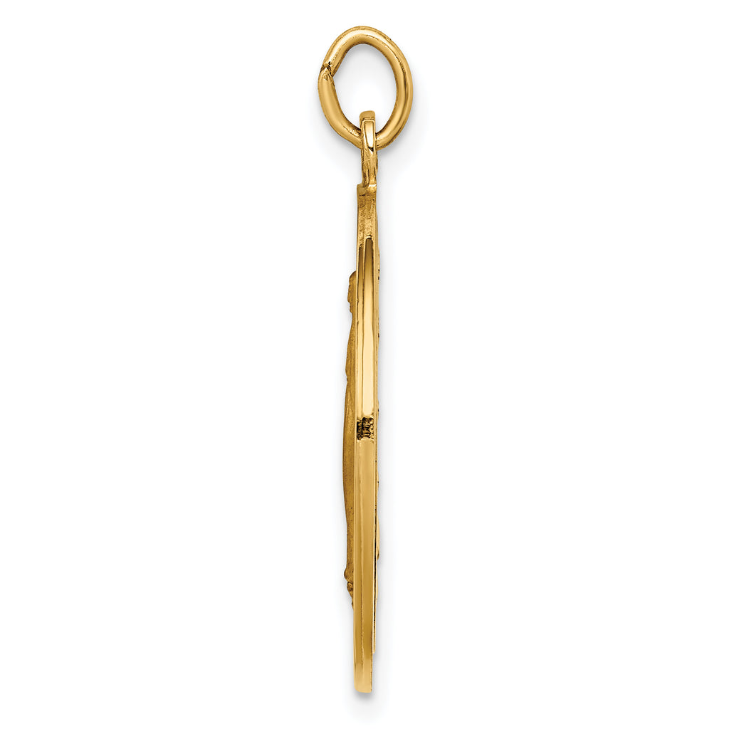 14k Solid Polished/Satin Large Round Miraculous Medal