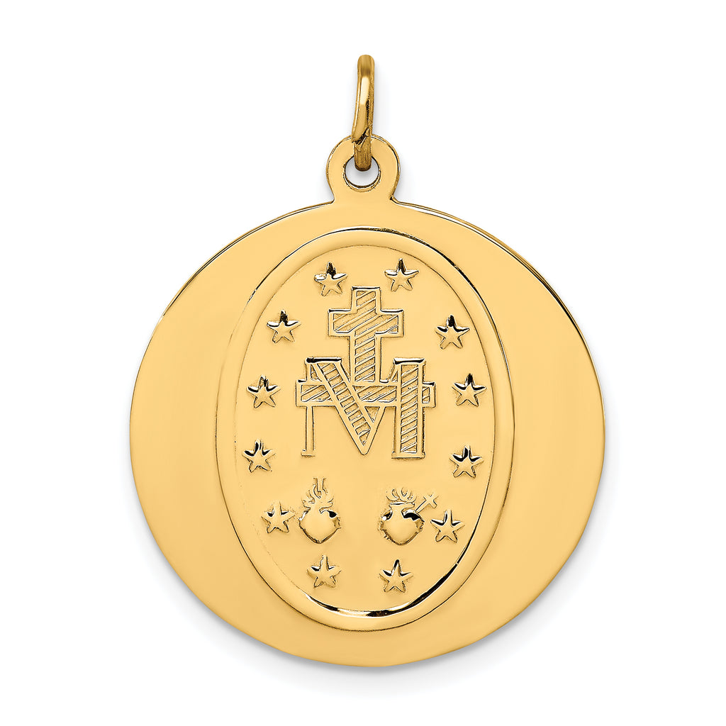 14k Solid Polished/Satin Large Round Miraculous Medal