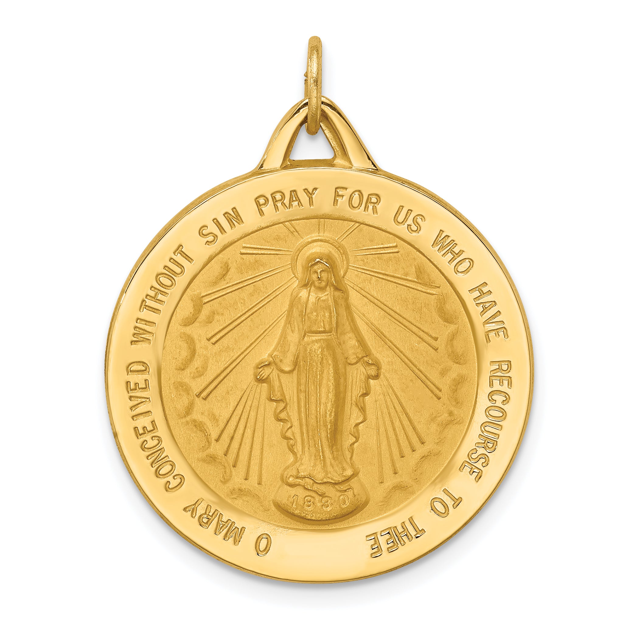 14k Solid Polished/Satin Extra Large Round Miraculous Medal Main image