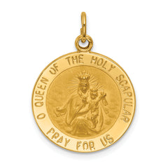 14K Solid Small Queen Of Holy Scapular Reversible Medal