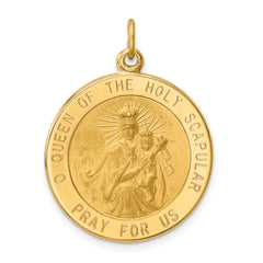 14K Solid Large Queen Of Holy Scapular Reversible Medal