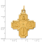 14k Solid Polished/Satin Large 4-Way Medal