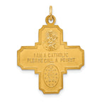 14k Solid Polished/Satin Medium 4-Way Medal
