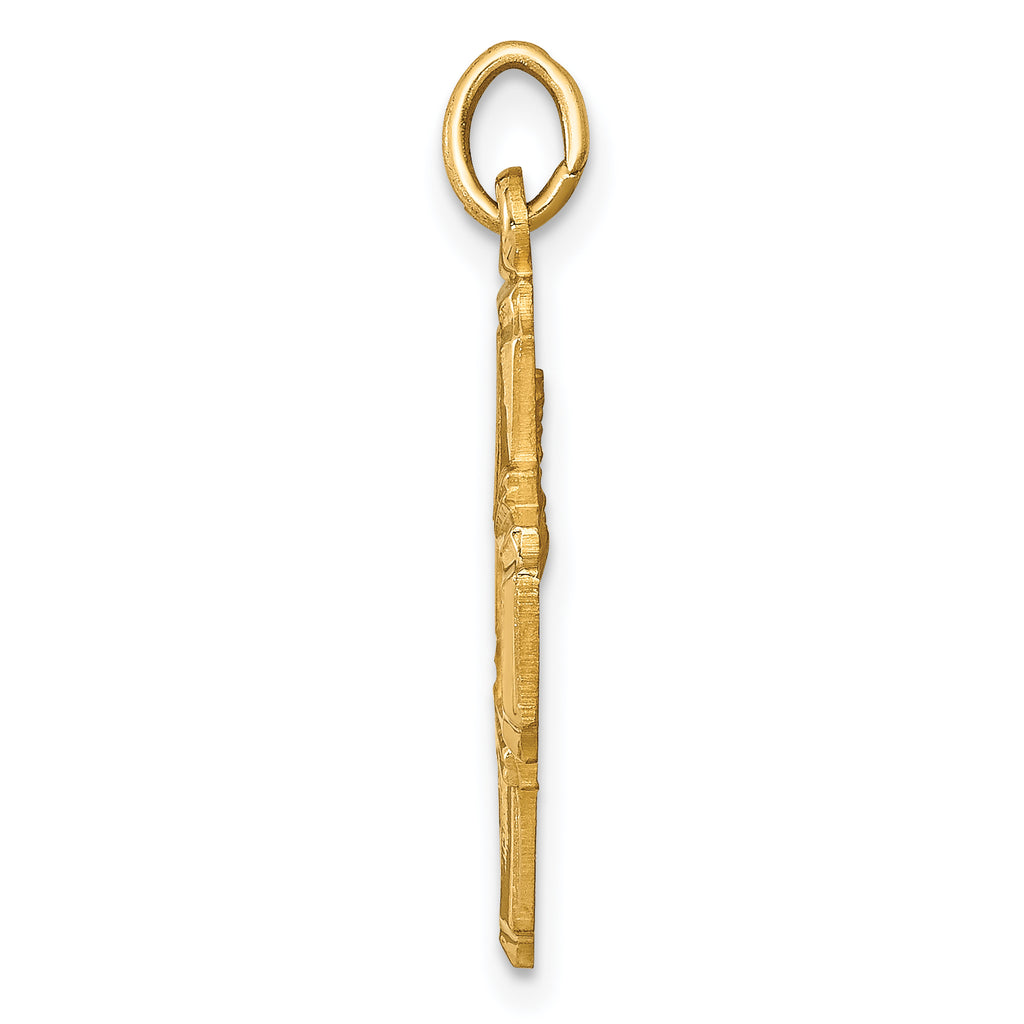 14k Solid Polished/Satin Small 4-Way Medal