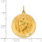 14k Solid Polished/Satin Large Round St. Christopher Medal