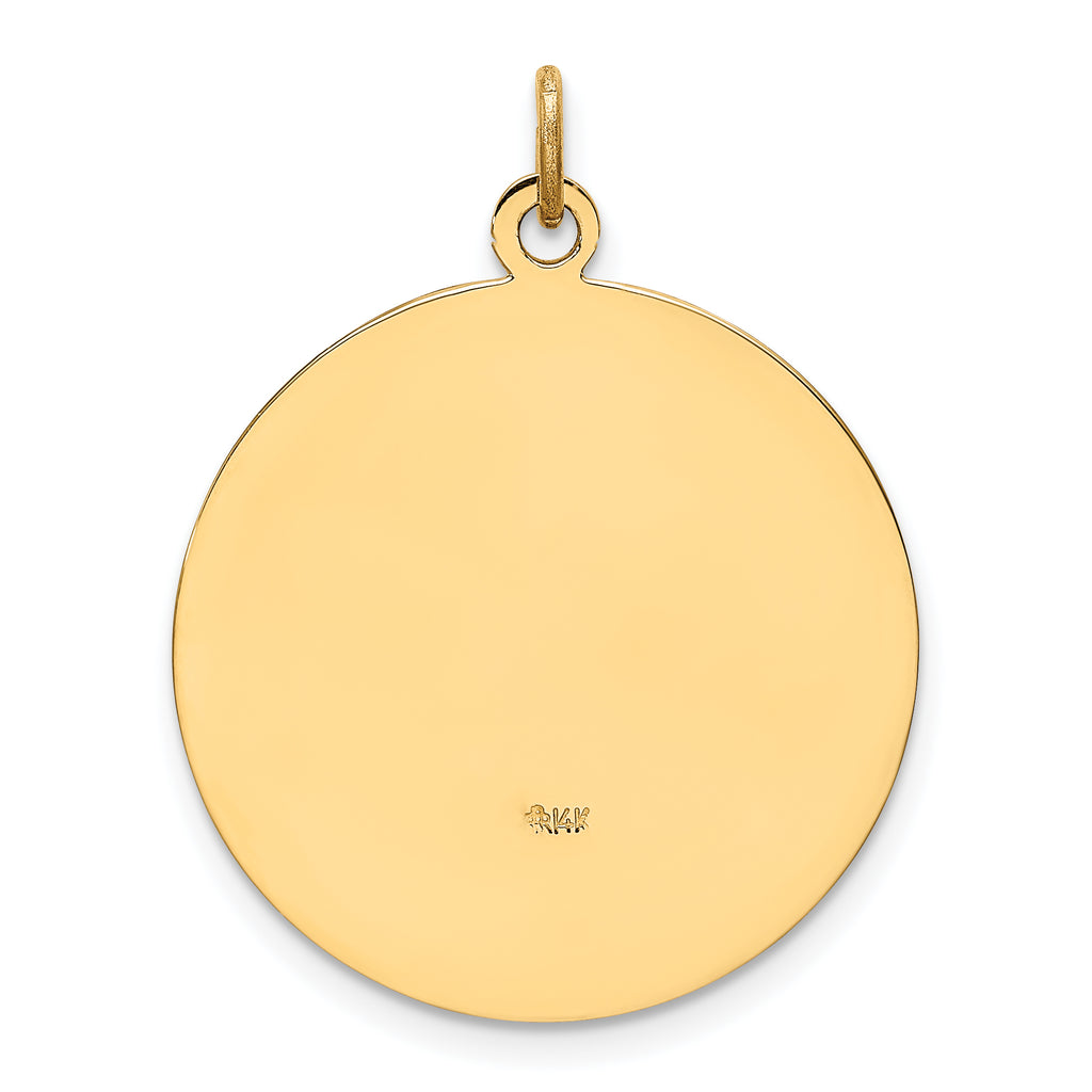 14k Solid Polished/Satin Medium Round St. Christopher Medal