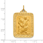 14k Solid Polished/Satin Large Rectangle St. Christopher Medal