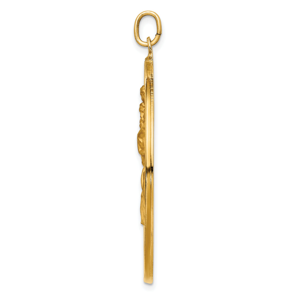 14k Solid Polished/Satin Extra Large Cut-out St. Christopher Medal