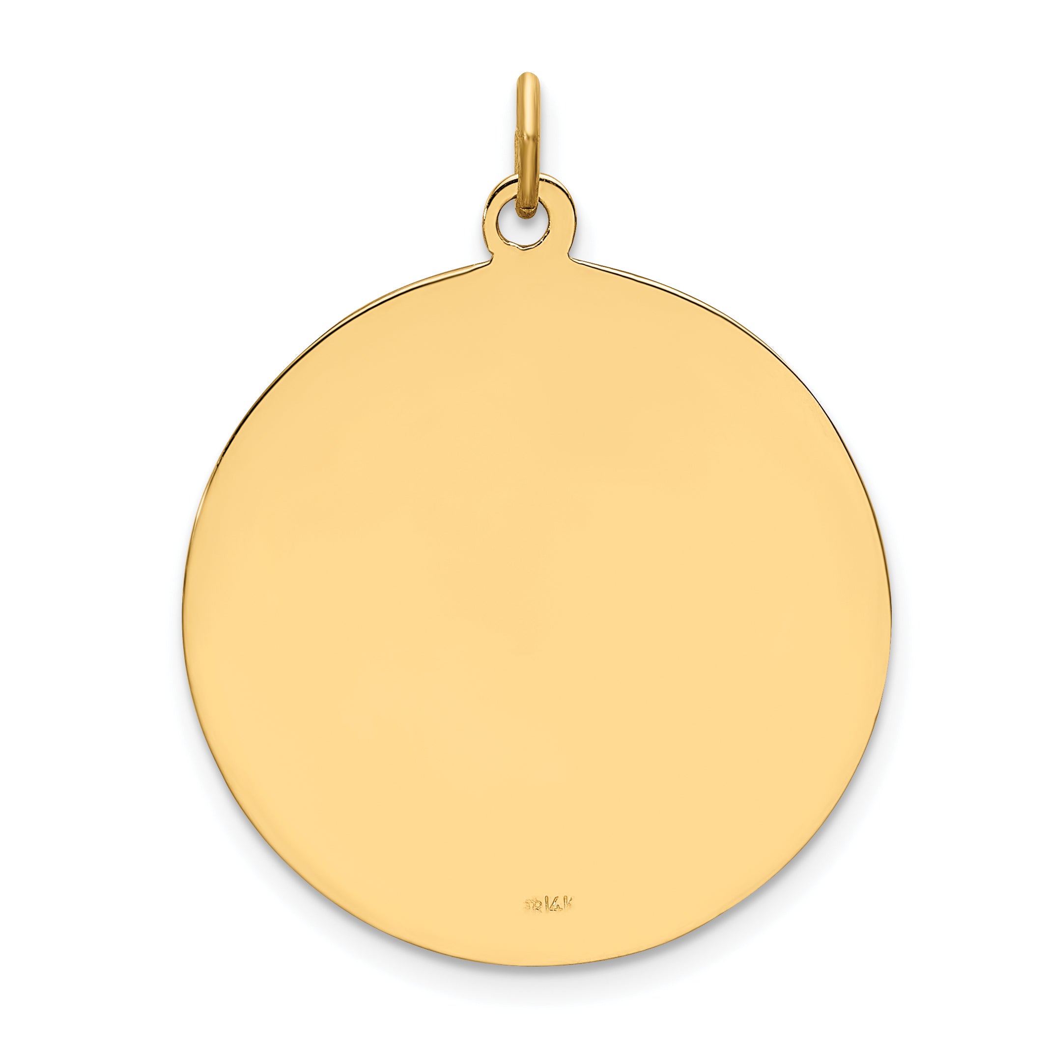 14k Solid Polished/Satin Medium Round Disc St. Christopher Medal