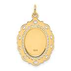 14k Solid Polished/Satin Medium Fancy Pierced Oval St. Christopher Medal