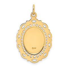 14k Solid Polished/Satin Medium Fancy Pierced Oval St. Christopher Medal
