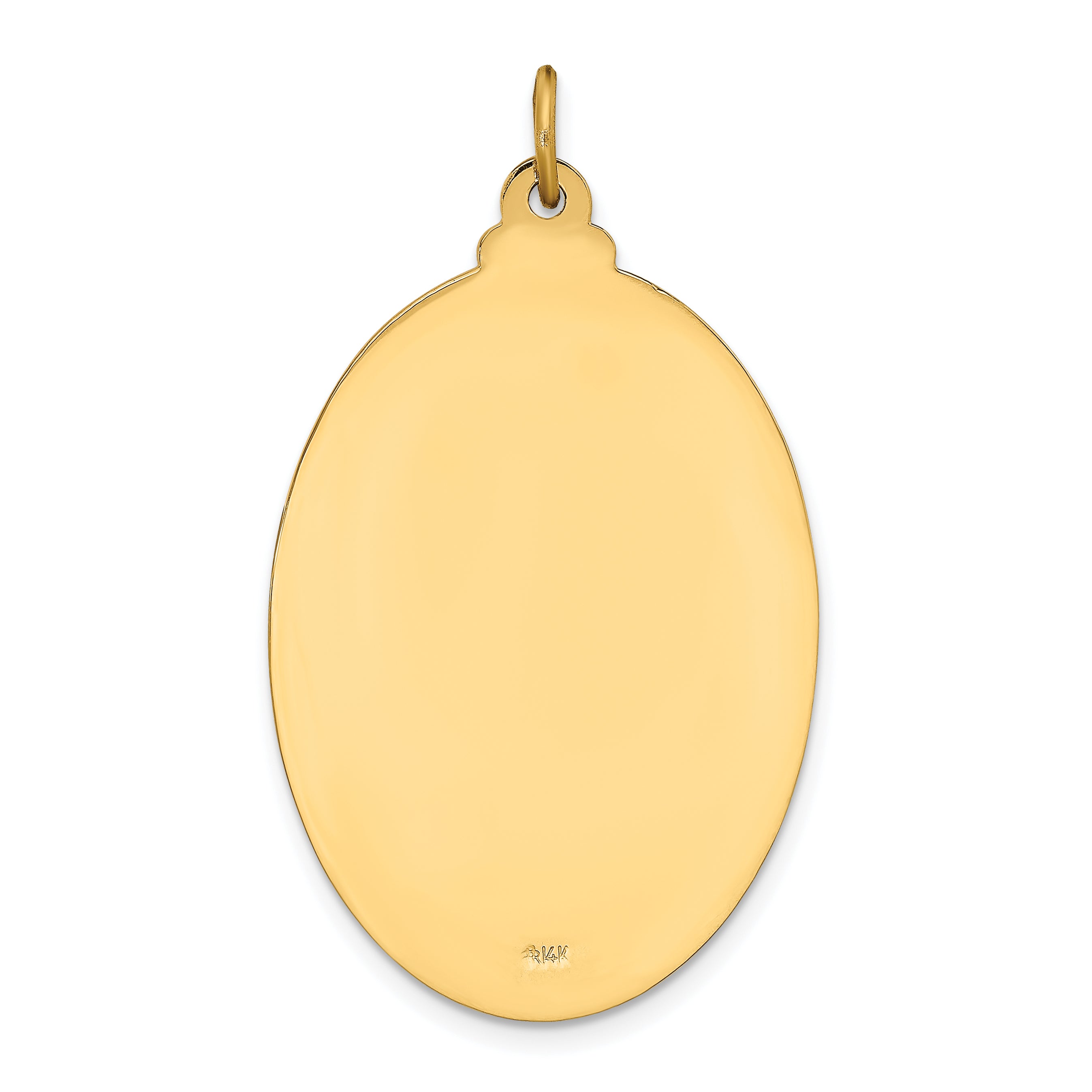 14k Solid Polished/Satin Large Oval St. Christopher Medal