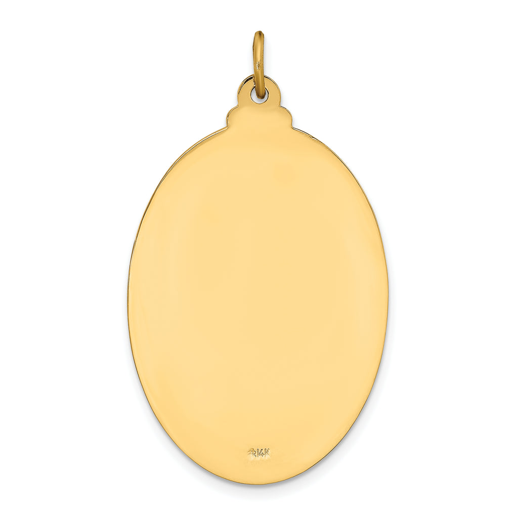 14k Solid Polished/Satin Large Oval St. Christopher Medal