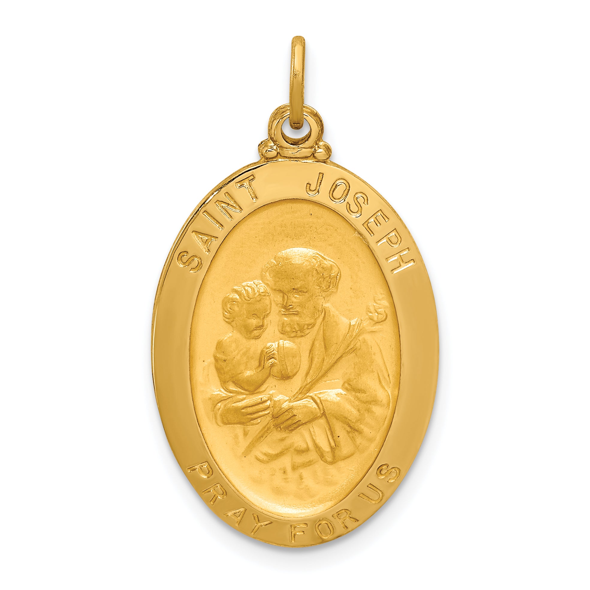 14k Solid Polished/Satin Oval St. Joseph Medal Main image